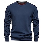 baratos Suéteres básicos-Homens Moletom Moletom com capuz Estacionar Preto Verde Tropa Azul Marinha Laranja Cáqui Gola Redonda Tecido Desportos e Ar livre Casual Diário Roupa de rua Legal Roupa de Esporte Primavera &amp; Outono