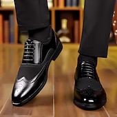 baratos Formal-Sapatos oxford masculinos bico fino bicolor marrom e verde – brogues estilosos de couro sintético para looks casuais elegantes