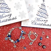 お買い得  アドベントカレンダー-女の子向けクリスマスアドベントカレンダーブレスレット2025、24日間DIYジュエリー製作キット（チャームビーズ22個と調節可能なブレスレット2個付き）、子供、ティーン、女性へのクリスマスカウントダウンギフト