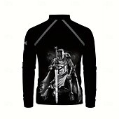 billige Men&#039;s Vintage Polo-Herre Menneskelig Polo Langermet Poloskjorter Knaphul Årgang Fritid utendørs Gate Dagligdagstøy 3D-utskrift Knapper Vår Høst Vinter Svart