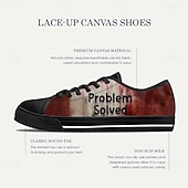 economico Scarpe per Uomini-Sneakers da uomo in tela con grafica sanguinosa: scarpe casual basse a tema horror con stampa &quot;problema risolto&quot; per Halloween, feste e uso quotidiano