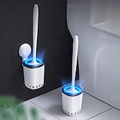 halpa Vessaharja-Taili-wc-harja seinälle kiinnitettäväksi, imukuppimallinen wc-harja silikoniharjaksilla wc-harja ja pidike tuuletetulla pidikkeellä wc-puhdistusharja