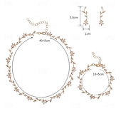 abordables Conjuntos de joyas-Juego de Joyas 3 Diamantes Sintéticos Cromo 1 Brazalete Pendientes Collare Mujer Elegante Vintage Moda Estilo retro Clásico Conjunto de joyas Para Boda Fiesta Invitado a la boda