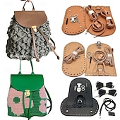 economico arte fai da te-Kit fai da te per zaino in pelle intrecciata da 7 pezzi - set con fondo e patta per borsa in similpelle lavorata a maglia, con uncinetto e accessori - per adulti &amp;adolescenti - perfetti per i