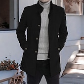 economico Trench da uomo-Per uomo Cappotto da marinaio Trench Vacanza Quotidiano Autunno Inverno Poliestere Antivento Capispalla Abbigliamento Moda Classico Semplice Tasca Collo alla coreana Monopetto
