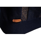 cheap Men's Elite Sweaters &amp; Cardigans-Men's Pullover Knit Regular Tops Check Pattern Crew Neck Cool Pullover School Vacation Clothing Apparel Spring Fall Dark Navy Purple S M L
