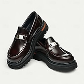 Недорогие Кожаные лоферы премиум-класса-Мужские коричневые кожаные пенни-лоферы с металлической пряжкой – классические туфли для деловых встреч, официальных мероприятий и офиса.