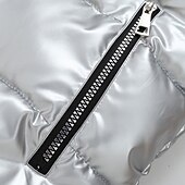 economico Gilet Puffer da Uomo-Per uomo Gilet imbottito Gilet Vacanza Quotidiano Data Moda Casual Autunno &amp; Inverno Tasca Nylon Caldo Confortevole Tinta unica Cerniera Con Cappuccio Vestibilità regolare Argento Nero Rosso Argento