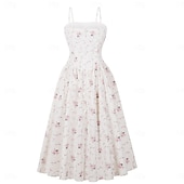 cheap Dresses-1950s Retro Vintage Dress Swing Dress Sleeveless Floral Fancy Dress Women's Carnival Masquerade Daily Wear Bachelorette Party Adults' Dress