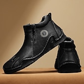 halpa Nilkkurit-Miesten ruskeat nahkaiset vetoketjulliset slip-on-kengät ainutlaatuisella pyöreällä kärjellä ja joustavalla pohjalla – retrohenkiset vapaa-ajan kengät matkoille, töihin ja jokapäiväiseen mukavuuteen.