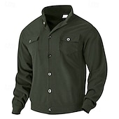 preiswerte Lässige Jacken-Herren Leichte Jacke Cordjacke Freizeitjacke Urlaub Täglich Atmungsaktiv Tasche Frühling Herbst Einfach Mode Klassisch Revers Regulär Schwarz Braun Hellgrau Armeegrün Aprikose Jacken