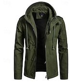 economico Trench da uomo-Per uomo Cappotto da marinaio Trench Vacanza Quotidiano Autunno Inverno Misto Cotone Calore Termico Capispalla Abbigliamento Moda Classico Semplice Tasca Con Cappuccio Cerniera