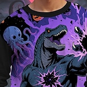 Halloween Băieți 3D Desene Animate Dovleac Dinozaur Tricou Manșon Lung Primăvară Toamnă Modă De Bază Copii 4-12 ani Stil Nautic În aer liber Casual Zilnic Fit regulat ieftine Animale 3D pentru băieți-Halloween Băieți 3D Desene Animate Dovleac Dinozaur Tricou Manșon Lung Primăvară Toamnă Modă De Bază Copii 4-12 ani Stil Nautic În aer liber Casual Zilnic Fit regulat