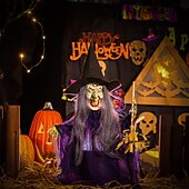 お買い得  ハロウィン-ハロウィンの魔女の飾り、ハロウィンの魔女が開いた魔女のフィギュア、ハロウィンの飾り、サウンドアクティブ - ホームデコレーション、パーティーギフト用品、屋内屋外用、光る目付き