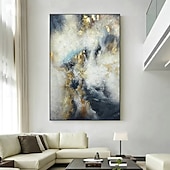 abordables Peintures Abstraites-Peinture à l&#039;huile sur toile décorative en feuille d&#039;or, tableau abstrait moderne, tableau mural pour salon, affiches et impressions