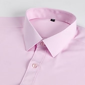 abordables chemises sans repassage pour hommes-Homme Chemise Chemise habillée Chemise sans repassage Chemise à Col Chemise Boutonnée Uni Mariage Extérieur Noir Blanche Rose dragée Vin manche longue Col Rabattu Été Printemps Vêtement Tenue