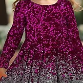 levne Šaty 3D Shining Vision-Girls &#039; 3D Grafika Šaty Dlouhý rukáv Léto Jaro Dovolená Denní Princeznovské Krásná Sladký Děti 4-12 let Volnočasové šaty Áčkové šaty Délka ke kolenům Běžný