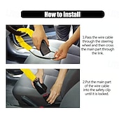 olcso Járműszolgáltatás-autó kormányzár biztonsági övzár lopásgátló eszköz állítható lopásgátló biztonsági rúd acélkábellel behúzható autóbiztonsági zár a jármű védelmére