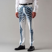 economico Pantaloni di Halloween-Halloween Per uomo Scheletro Costumi Halloween Pantaloni Eleganti Pantaloni Pantaloni da Abito Misura del girovita medio Gotico punk oscuro All&#039;aperto Vacanza Casuale Pantaloni slim fit con tasche