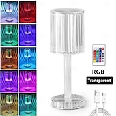 baratos eletrodomésticos-elegante abajur de cabeceira com toque de cristal - luz LED ajustável com bateria recarregável e carregamento USB, decoração de interiores, luminária de mesa moderna, luminária de mesa decorativa, luz
