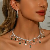 preiswerte Schmucksets-Schmuckset 3 Stück Strass Legierung Ohrringe Halskette Damen Elegant Vintage Mode Geometrisch Geometrisch Schmuck-Set Für Hochzeit Party Hochzeitsgast