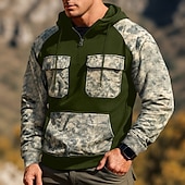 abordables Sudadera Táctica-Hombre Sudadera Sudadera con capucha y cremallera de un cuarto Sudadera táctica con capucha Sudadera con capucha de camuflaje Rojo tinto Negro Verde Ejército Azul Real Caqui Con Capucha Color