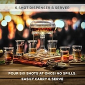 cheap Kitchen Utensils &amp; Gadgets-6 Shot Glass Dispenser and Holder Acrylic Liquor Dispenser Set with Cup Rack Durable Anti Drop Six Cup Pourer Perfect Bar Accessory Whiskey Vodka Drinkware Gift Set