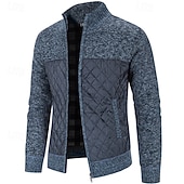 preiswerte Herren Strickjacke-Herren Pullover Kleid Pullover Strickjacke Reißverschluss-Pullover Strickpullover Gerippt Stricken Normale Oberteile Gestrickt Gerippt Einfach Stehkragen Mode Schals Geschäft Lässig Bekleidung Herbst