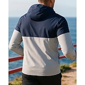 preiswerte Laufjacken-Herren Farbblock Kapuzenjacke Sportjacke Herbst Langarm Athleisure Sonnenschutz Leicht Outdoor Reise Sport Blau Weiß Grün Sportbekleidung Sportkleidung