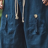 baratos Retrô-Homens Calças de linho Calças Calça verão Calças largas Com Cordão Cintura elástica Perna larga Tecido Conforto Respirável Comprimento total Ao ar livre Ioga Casual Férias Moda Azul Marinha