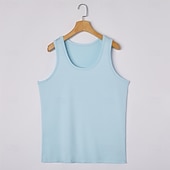preiswerte Fitness Tank-Tops-Herren Tank Top Weste Unterhemd Ärmelloses Shirt Ärmellos Rundhalsausschnitt Sommer Einfarbig Einfach Mode Klassisch Bequem Straße Lässig Sport Schwarz Weiß Rote Top T-Shirt für Herren