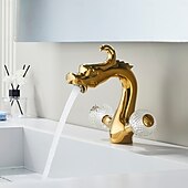 economico Rubinetti per lavandino bagno-Rubinetto per lavabo - Classico Galvanizzato Set centrale Due maniglie un foroBath Taps