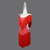 cheap Competition Dress-Latin Dance Dress Rhinestone Tassel Women's Performance Training Sleeveless Salsa Rumba Dancewear Costumes