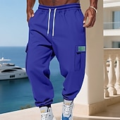 economico Carico-Per uomo Pantaloni da tuta Pantaloni in Pile Joggers Pantaloni invernali Pantaloni da Tuta Cargo Coulisse Tasca Elastico in vita Semplice Comodità Caldo Sport all'Aperto Quotidiano Moda Casual Nero