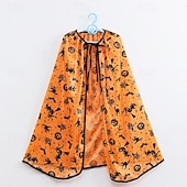 preiswerte Halloweenkostüme für Mädchen-Kinder Mädchen Halloween Kappe Kürbis Mode Outdoor Mantel Oberbekleidung 4-12 Jahre Herbst Schwarz Orange