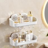 tanie organizer łazienkowy-Półka prysznicowa Taili z przyssawką, wodoodporna półka prysznicowa z haczykami, ścienny organizer do łazienki na szampon, żel pod prysznic, odżywkę i mydło