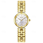 levne Quartz hodinky-Nové módní a trendy dámské hodinky Golden Shield jsou importovaný stroj s diamanty zdobeným kalendářem, retro tenký model s malým ciferníkem, vodotěsné, ležérní a sportovní, dámské, obchodní.