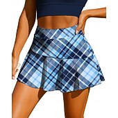 abordables Faldas y Skorts para Mujeres-Mujer Graphic Geométrico Cuadros A Cuadros Falda de tenis Retazos Bolsillo 2 en 1 UPF50+ Resistente a los rayos UV Multicapa Voleibol Tenis Bádminton Bermudas Vestidos Rosa Azul Ropa de tenis