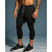 Недорогие Беговые штаны и леггинсы-Муж. Компрессионные штаны Лосины для бега 2 в 1 Завышенная Нижняя часть Одежда для спорта и отдыха Для спортивного зала Тренировка Осень Быстровысыхающий Дышащий