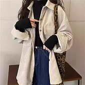 voordelige Dames eenvoudige tops-Damesoverhemd effen kleur elegant vintage dagelijks lange mouw bisschopsmouw overhemd kraag lange tops werk dagelijks uitgaan roze bruin abrikoos lente herfst winter lente, herfst, winter