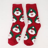 Недорогие домашние носки-зимние рождественские носки для женщин, милые мультяшные носки из кораллового флиса &amp;носки для сна, толстые теплые праздничные носки, рождественские носки в европейском стиле, плюшевые носки до