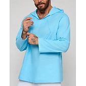 economico Classico-Per uomo Camicia Camicia di lino Camicia popover Camicia Estiva Abbigliamento da spiaggia Camicia con cappuccio Tinta unica Vacanza Streetwear Bianco Verde chiaro Blu Verde Manica Lunga Con Cappuccio
