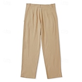 tanie Retro-Męskie Lniane spodnie Spodnie Letnie spodnie Przednia kieszeń Prosta noga Równina Komfort Oddychający Pełna długość Na zewnątrz Codzienny Święto Urlop Moda Biały Niebieski Nieelastyczny