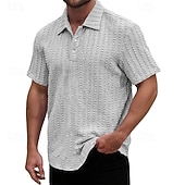 cheap Men&#039;s Classic Polo-Men&#039;s Golf Shirt Golf Polos Shirts Work Casual Lapel Short Sleeve Basic Modern Plain Jacquard Buttons Summer Spring Regular Fit Wine Black Light Green Navy Blue Sky Blue Purple Golf Shirt