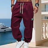 economico Carico-Per uomo Pantaloni da tuta Pantaloni in Pile Joggers Pantaloni invernali Pantaloni da Tuta Cargo Coulisse Tasca Elastico in vita Semplice Comodità Caldo Sport all'Aperto Quotidiano Moda Casual Nero