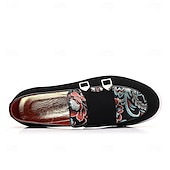 Herre denim loafers med dobbel munk stropp og etnisk trykk – moteriktige, uformelle slip-on-sko for urban stil, fester og vårantrekk billige Uttalelsessko-Herre denim loafers med dobbel munk stropp og etnisk trykk – moteriktige, uformelle slip-on-sko for urban stil, fester og vårantrekk
