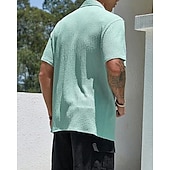 economico camicia da uomo con bottoni-Per uomo Camicia Camicia Estiva Camicia casual Camicia da Spiaggia Camicia con Bottoni Marrone Scuro Nero Bianco Verde chiaro Rosa Manica Corta Semplice Bavero Vacanza Camicia hawaiana Abbigliamento