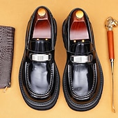 Недорогие Кожаные лоферы премиум-класса-Мужские коричневые кожаные пенни-лоферы с металлической пряжкой – классические туфли для деловых встреч, официальных мероприятий и офиса.