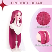 billiga Anime peruker-Koreansk Idol-inspirerad kostym popstjärnaperuk cosplayperuk animeperuker långt rakt håraccessoar för kvinnor flickor