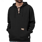 economico Felpa con cappuccio in pile-Per uomo Felpa con cappuccio Maglione Felpa con cappuccio in pile Felpa con cappuccio foderata in pile Nero Verde militare Caffè Verde chiaro Grigio Con Cappuccio Semplice Coulisse Sport &amp; Outdoor
